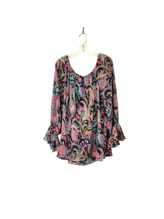 Linea by Louis Dell'Olio Tops - Linea By Louis DellOlio Paisley Print Long Sleeve Blouse 1X Polyester Multi-Colo